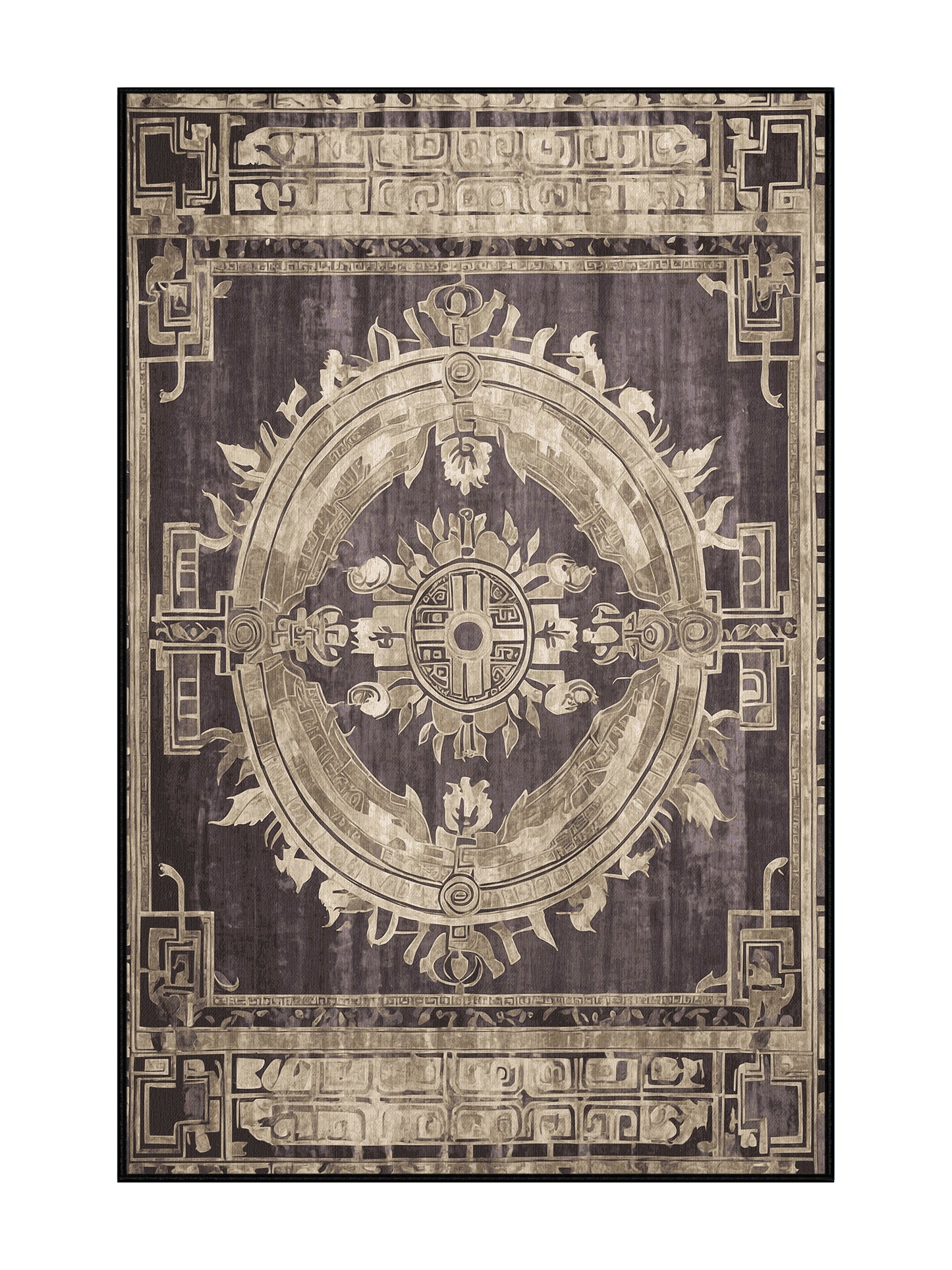 Hellenic Grandeurs Temple Shadows - Premium Gray Brown Modern Area Rug | Plush & Washable Options | Rugolution Home Decor