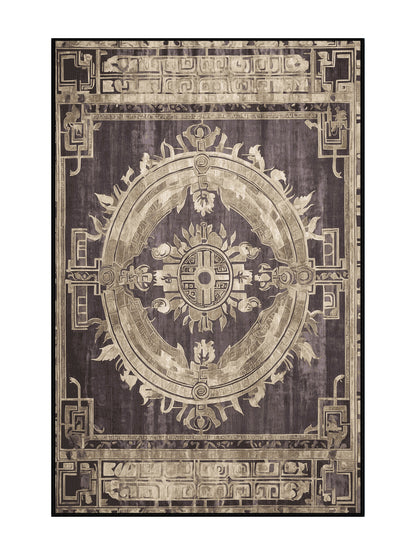 Hellenic Grandeurs Temple Shadows - Premium Gray Brown Modern Area Rug | Plush & Washable Options | Rugolution Home Decor