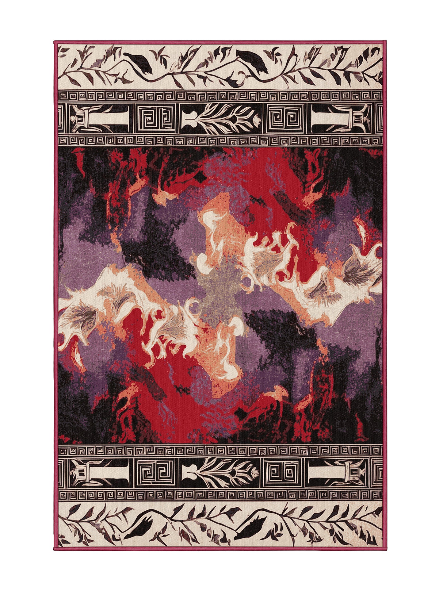 Hellenic Grandeurs Midas Touch - Premium Rosy-Finch Modern Area Rug | Plush & Washable Options | Rugolution Home Decor