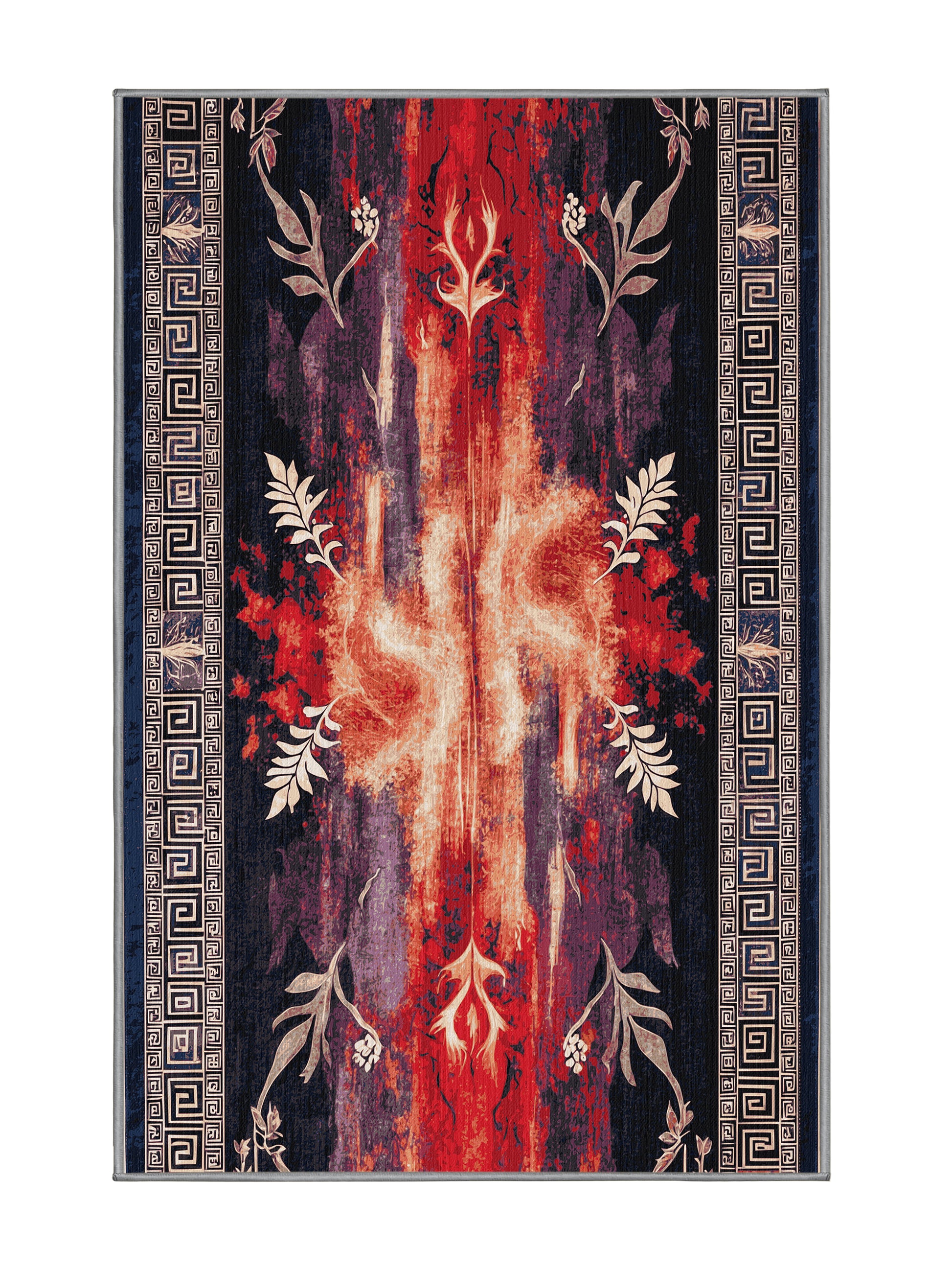 Hellenic Grandeurs Aegis Glow - Premium Grape Modern Area Rug | Plush & Washable Options | Rugolution Home Decor