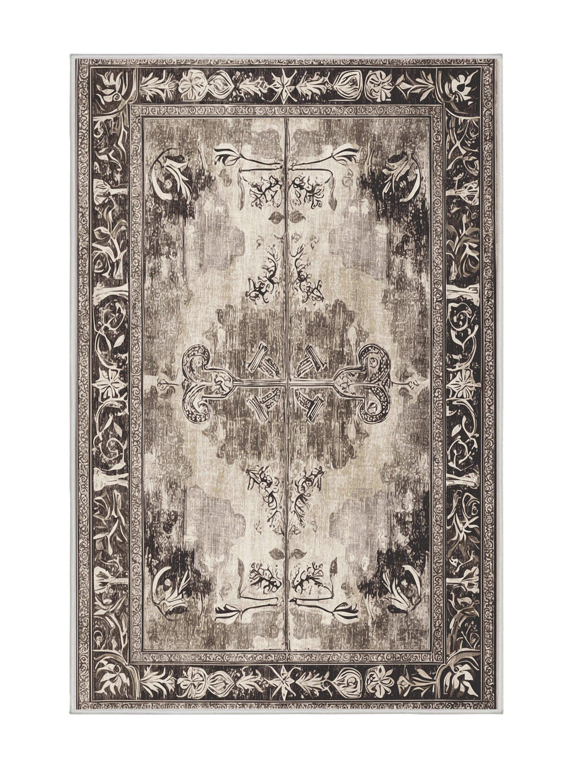 Hellenic Grandeurs Agora Serenity - Premium Dark White Modern Area Rug | Plush & Washable Options | Rugolution Home Decor