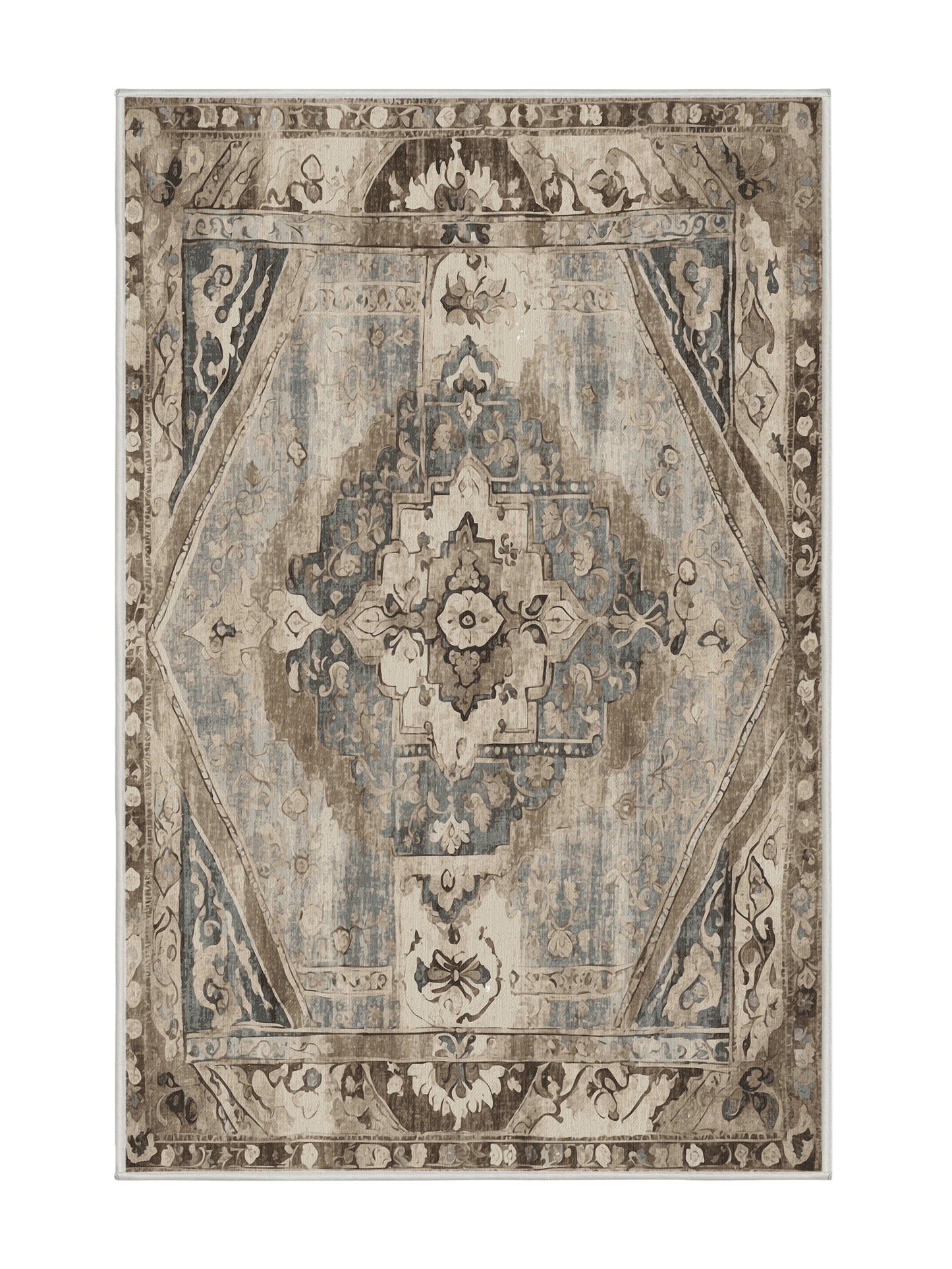 Heritage Mosaic Vintage Elegance - Premium White Chocolate Modern Area Rug | Plush & Washable Options | Rugolution Home Decor