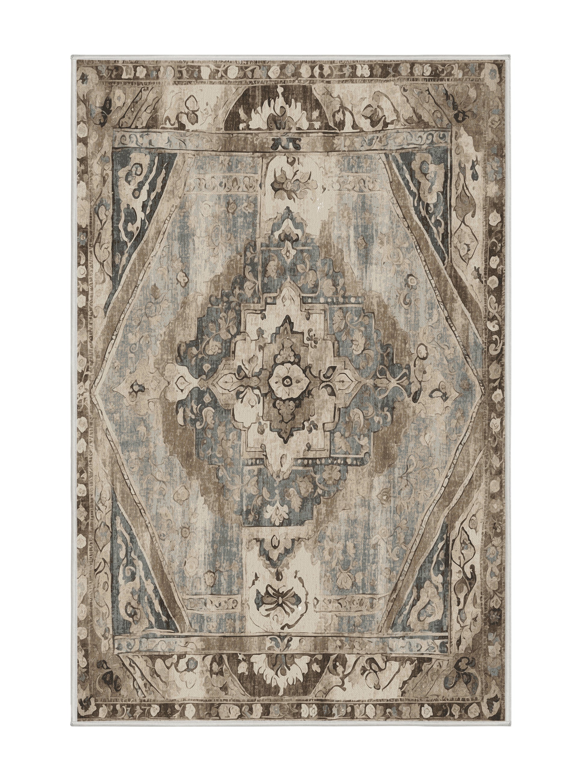 Heritage Mosaic Vintage Elegance - Premium White Chocolate Modern Area Rug | Plush & Washable Options | Rugolution Home Decor