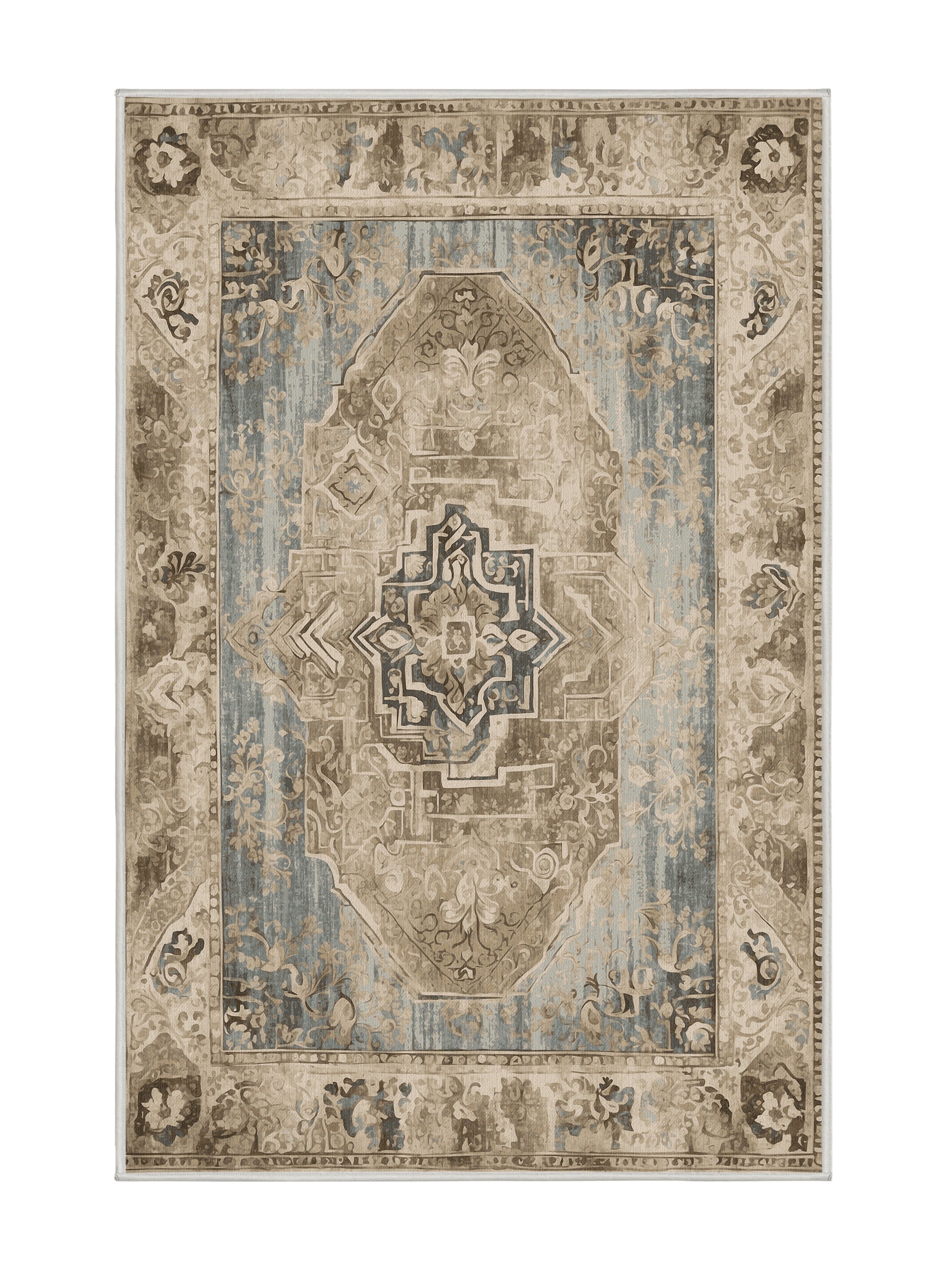 Heritage Mosaic Ornate Horizon - Premium Golden Silk Modern Area Rug | Plush & Washable Options | Rugolution Home Decor