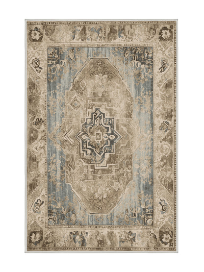 Heritage Mosaic Ornate Horizon - Premium Golden Silk Modern Area Rug | Plush & Washable Options | Rugolution Home Decor