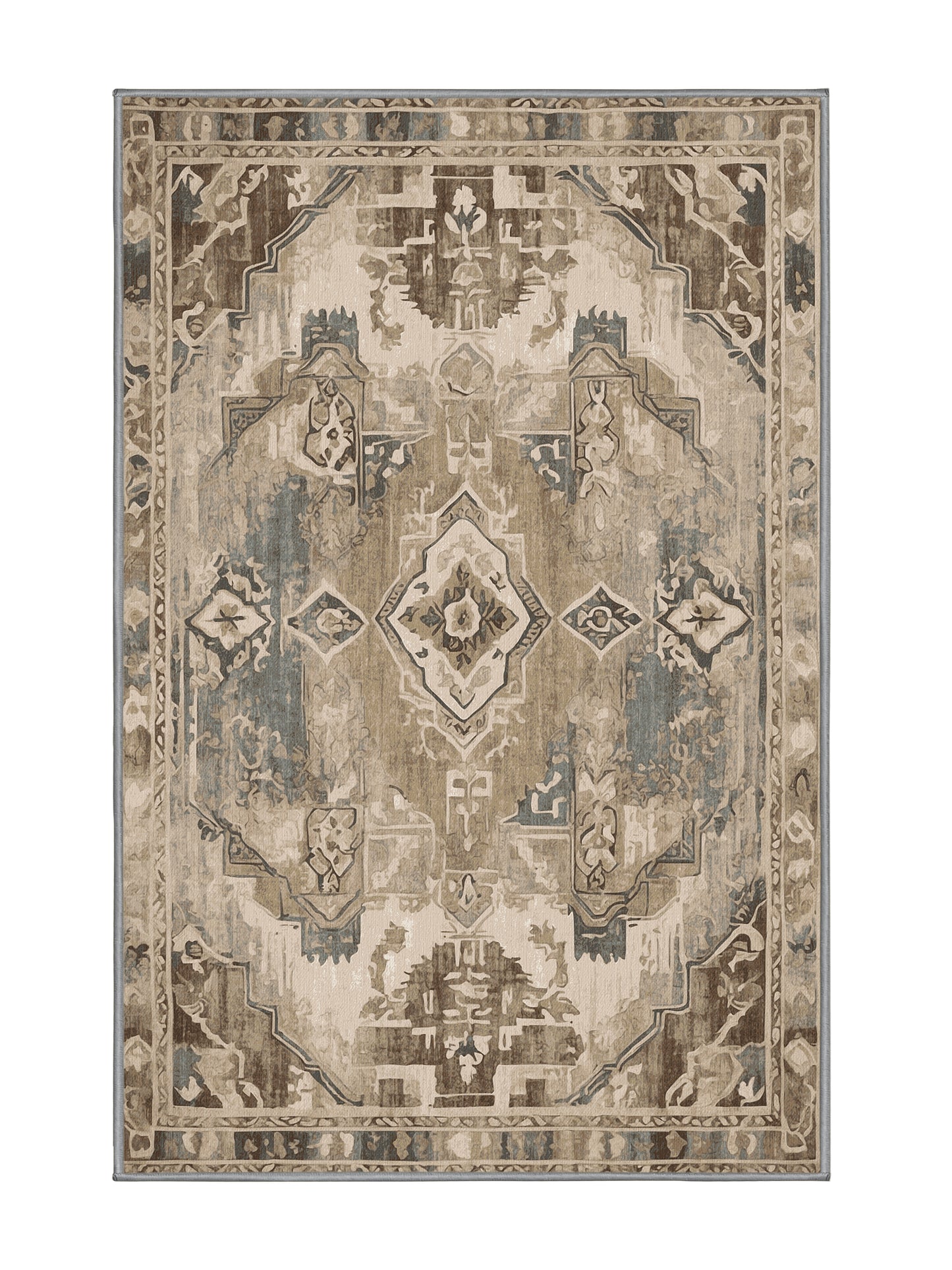 Heritage Mosaic Historic Threads - Premium Sandstone Modern Area Rug | Plush & Washable Options | Rugolution Home Decor