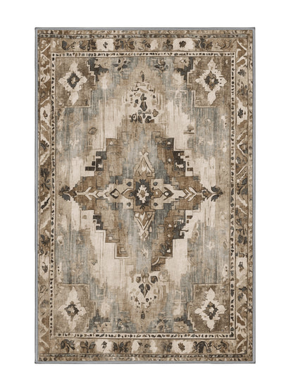 Heritage Mosaic Golden Chronicle - Premium Sandstone Modern Area Rug | Plush & Washable Options | Rugolution Home Decor
