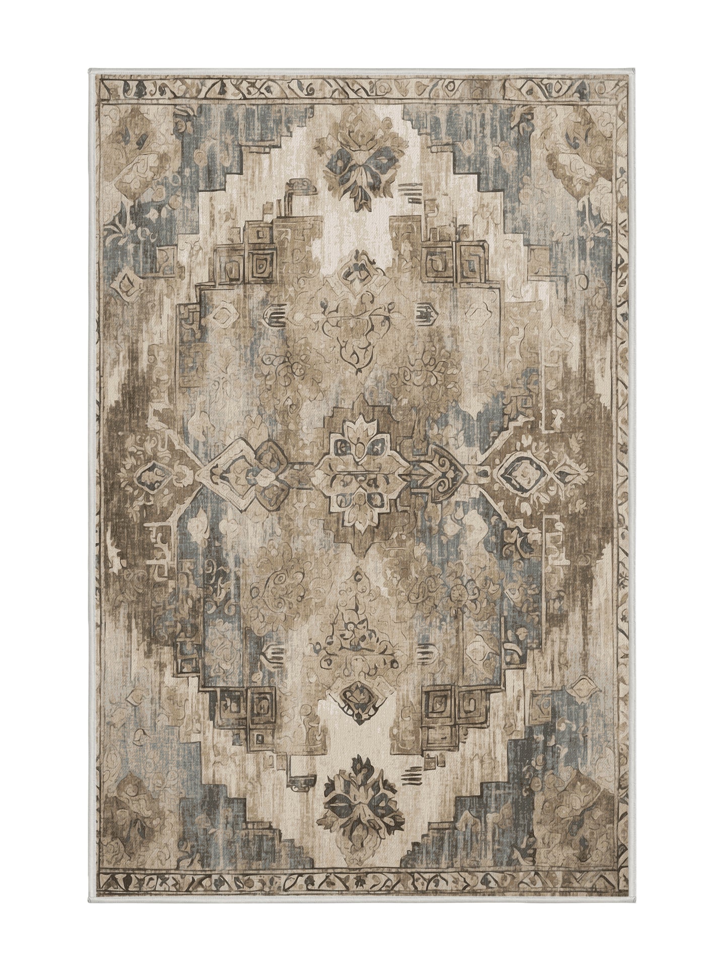 Heritage Mosaic Cultural Echo - Premium Golden Silk Modern Area Rug | Plush & Washable Options | Rugolution Home Decor