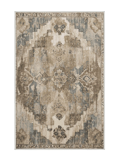 Heritage Mosaic Cultural Echo - Premium Golden Silk Modern Area Rug | Plush & Washable Options | Rugolution Home Decor