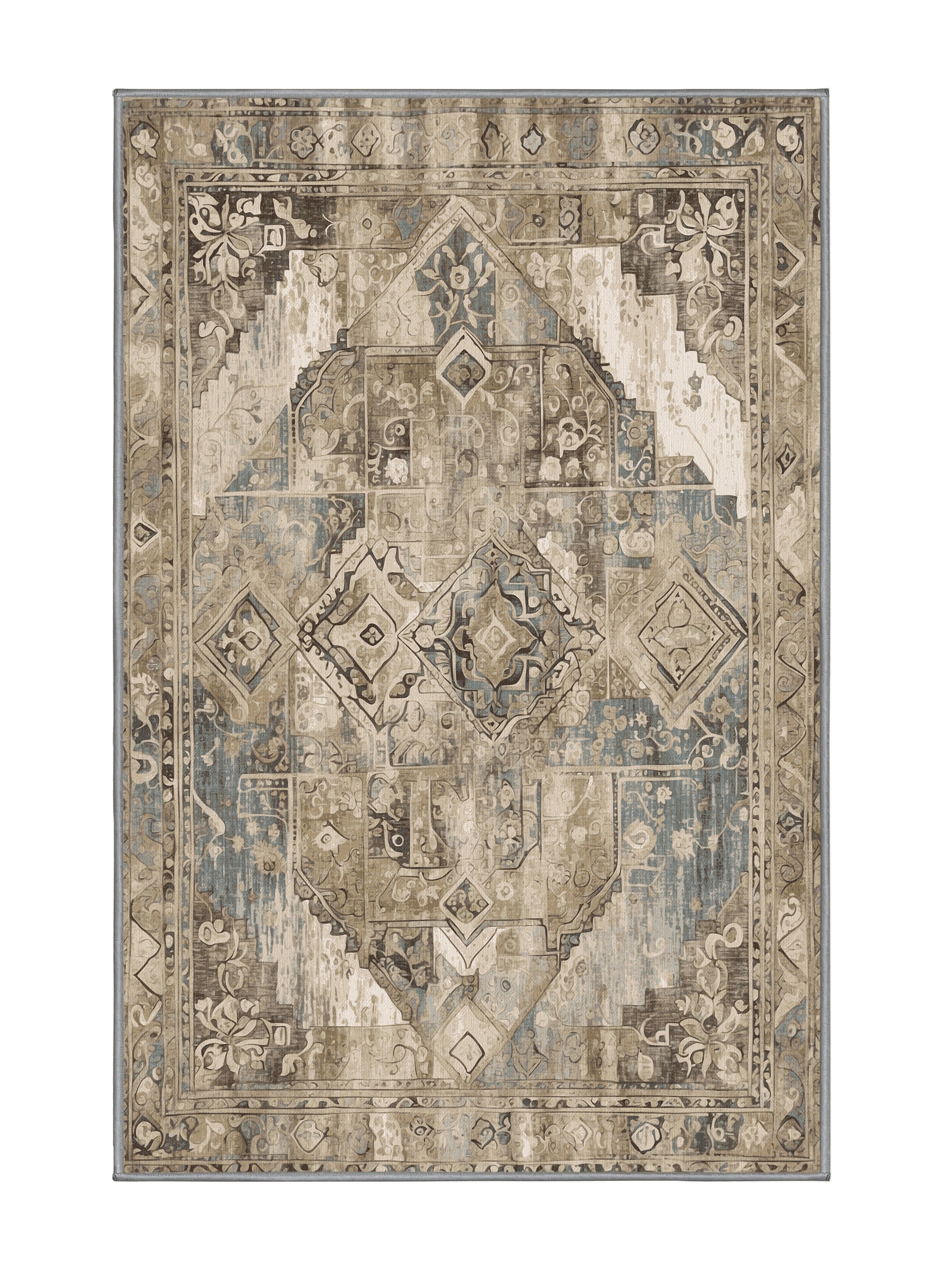 Heritage Mosaic Heritage Bloom - Premium Sandstone Modern Area Rug | Plush & Washable Options | Rugolution Home Decor