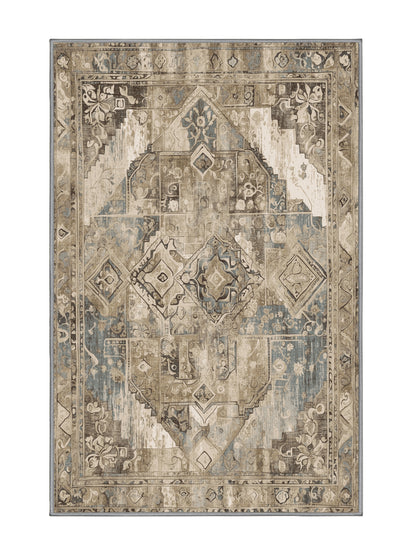 Heritage Mosaic Heritage Bloom - Premium Sandstone Modern Area Rug | Plush & Washable Options | Rugolution Home Decor