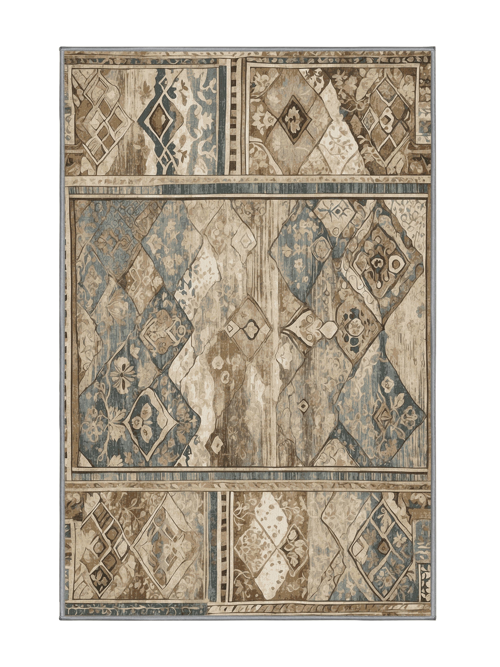 Heritage Mosaic Rustic Charm - Premium Sandstone Modern Area Rug | Plush & Washable Options | Rugolution Home Decor