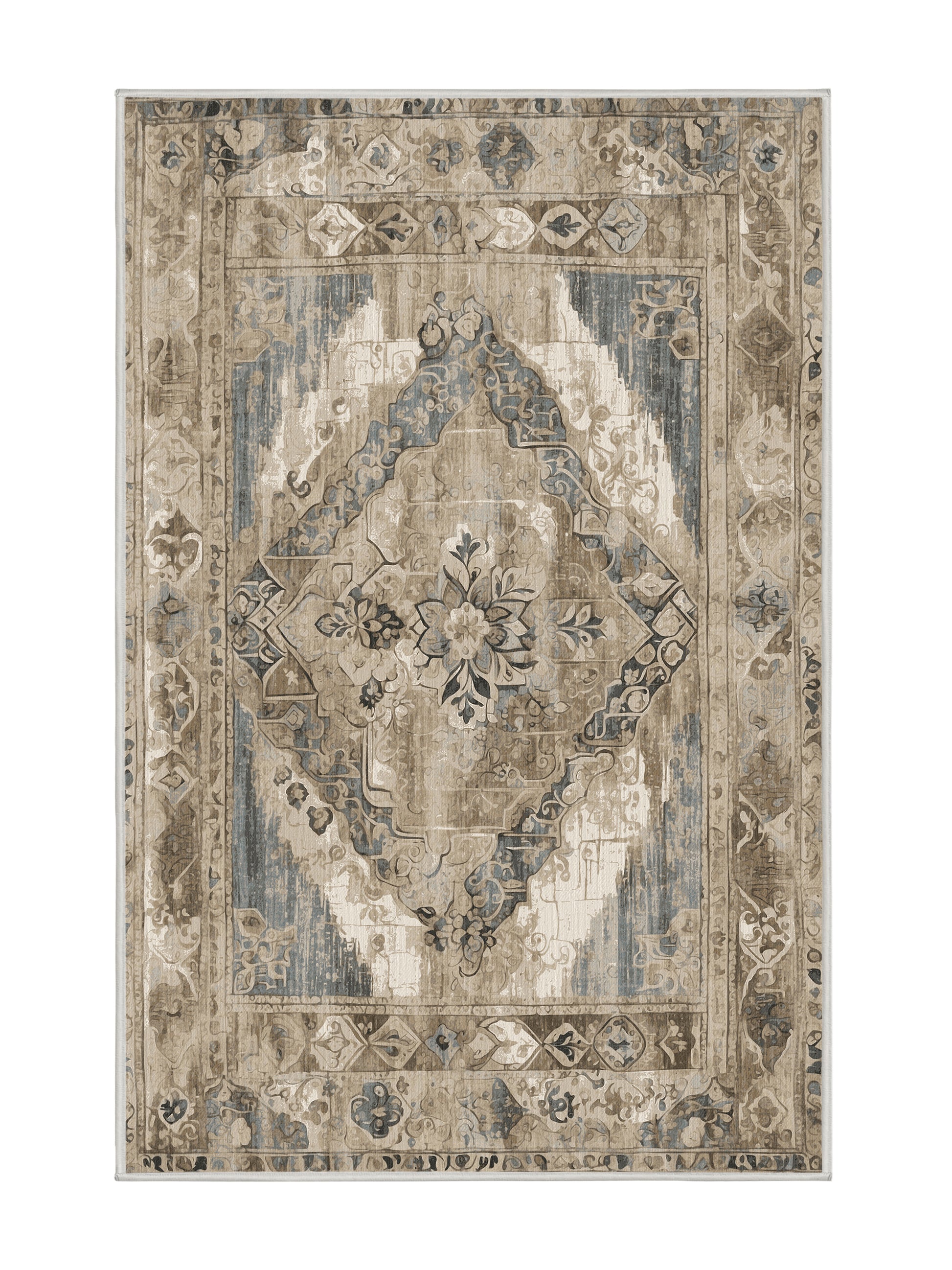 Heritage Mosaic Gilded Tradition - Premium Golden Silk Modern Area Rug | Plush & Washable Options | Rugolution Home Decor