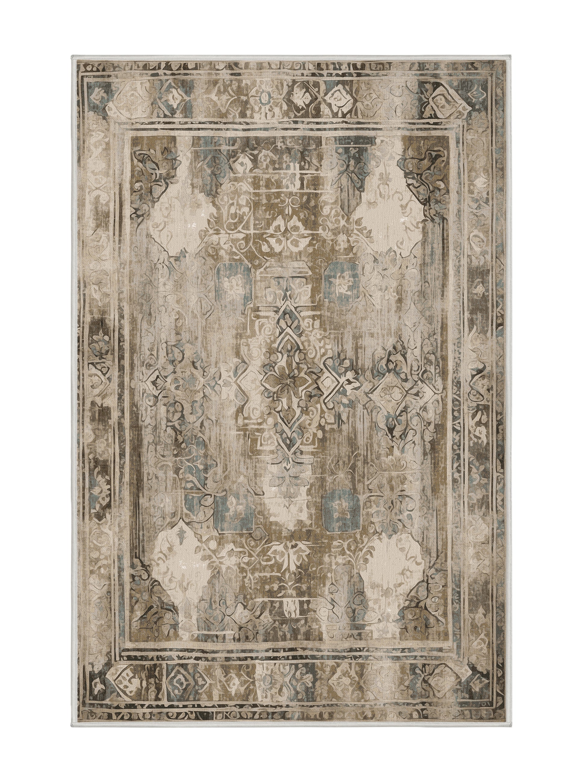 Heritage Mosaic Classic Revival - Premium Dark White Modern Area Rug | Plush & Washable Options | Rugolution Home Decor