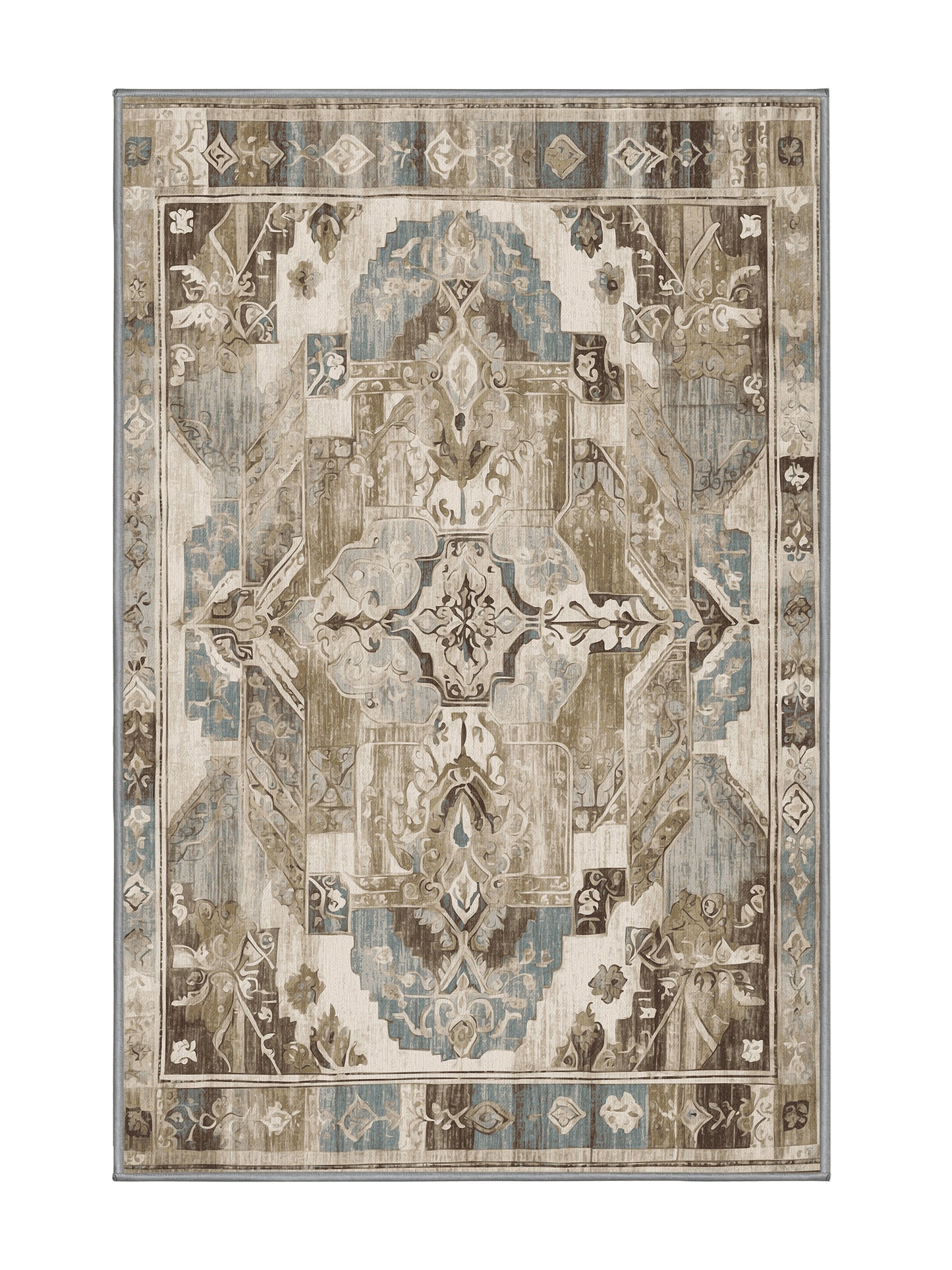 Heritage Mosaic Golden Traces - Premium Sandstone Modern Area Rug | Plush & Washable Options | Rugolution Home Decor