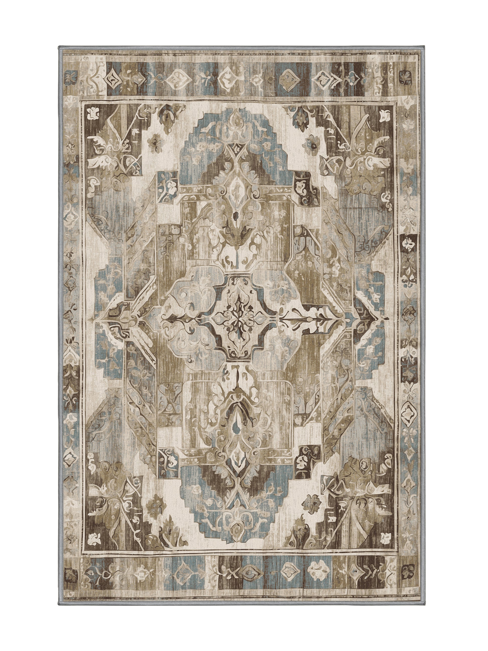 Heritage Mosaic Golden Traces - Premium Sandstone Modern Area Rug | Plush & Washable Options | Rugolution Home Decor