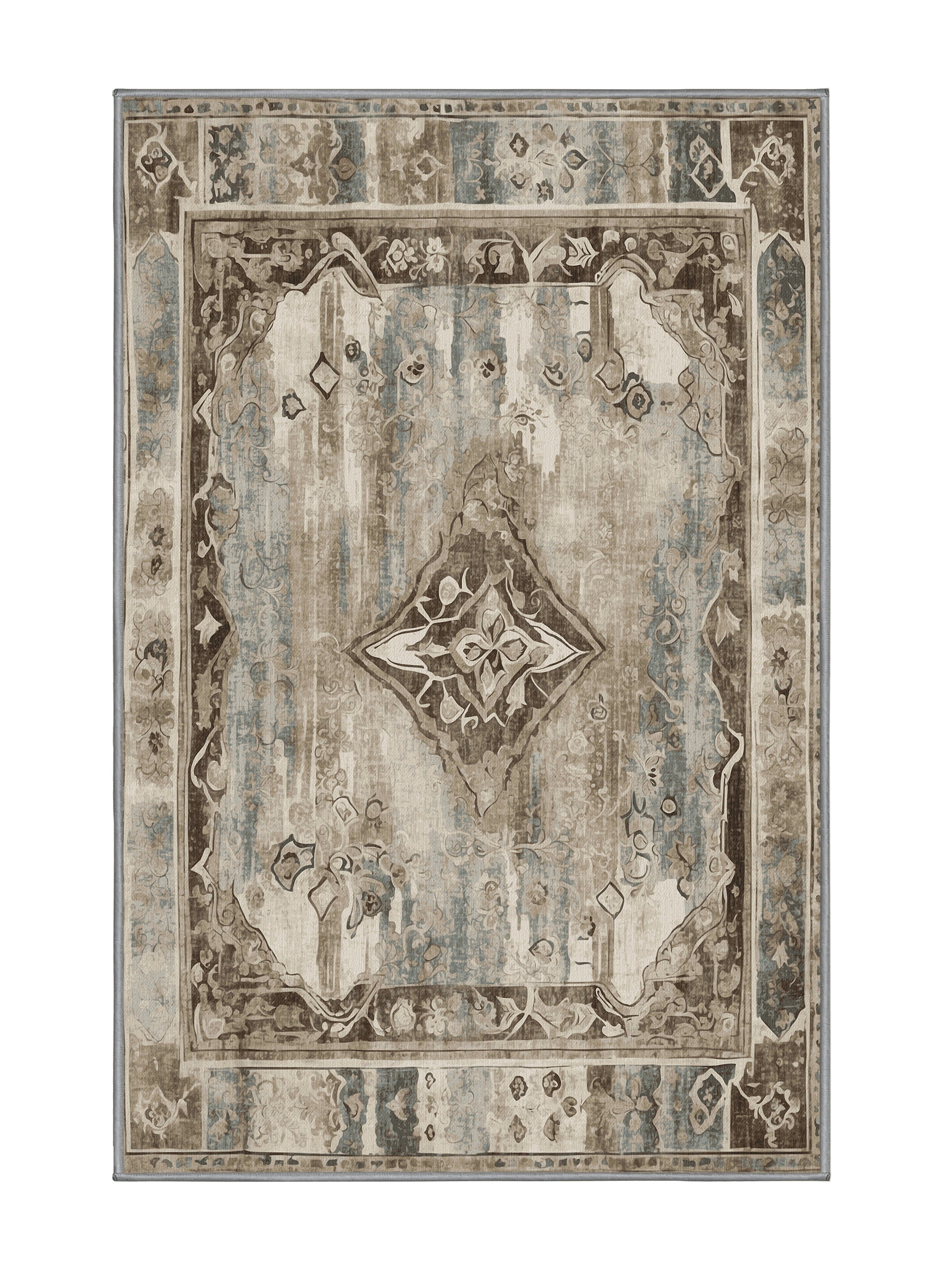 Heritage Mosaic Sacred Ornament - Premium Sandstone Modern Area Rug | Plush & Washable Options | Rugolution Home Decor