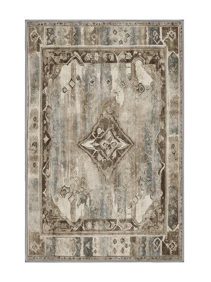 Heritage Mosaic Sacred Ornament - Premium Sandstone Modern Area Rug | Plush & Washable Options | Rugolution Home Decor