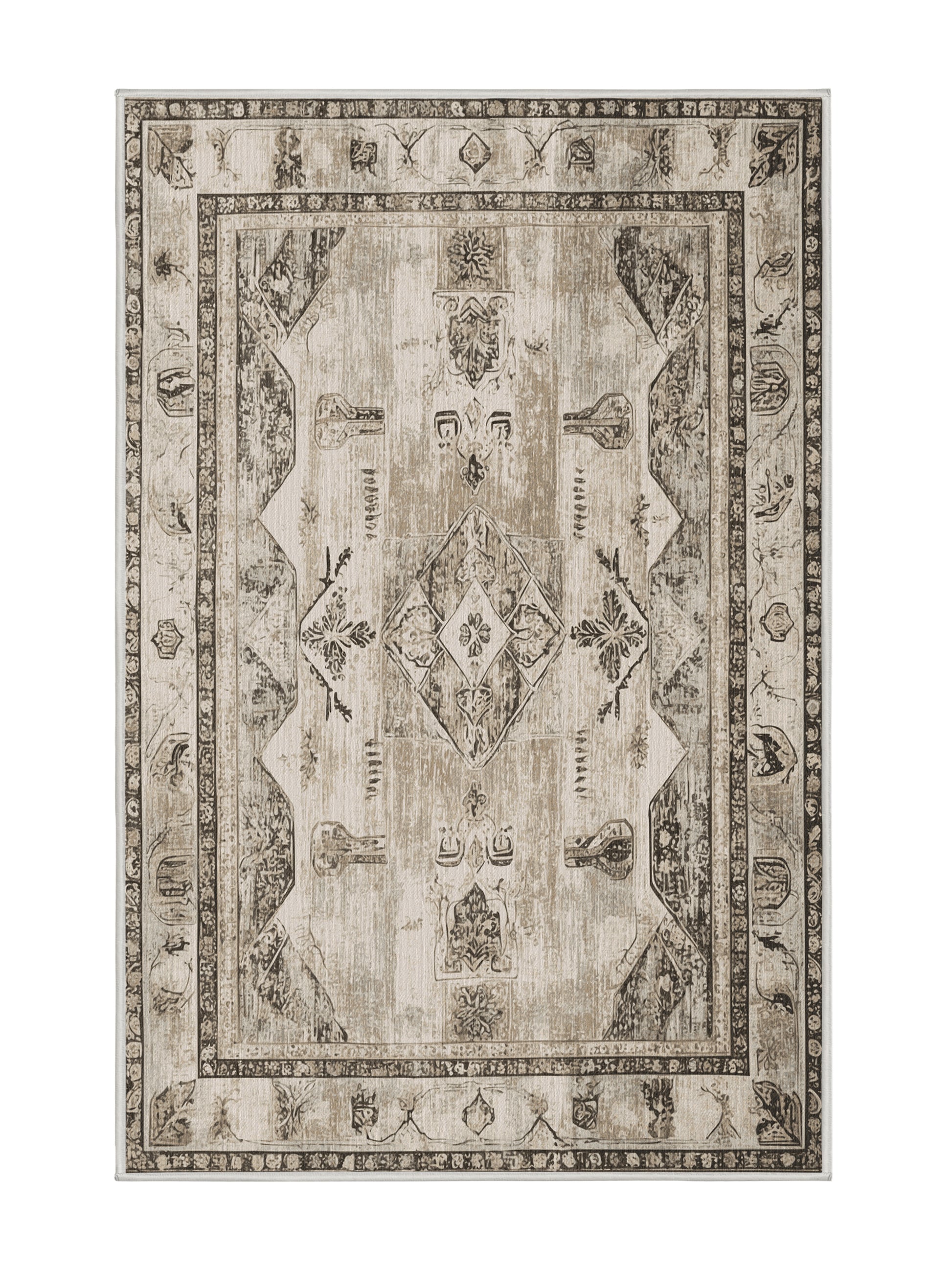 Heritage Mosaic Fabled Harmony - Premium Dark White Modern Area Rug | Plush & Washable Options | Rugolution Home Decor