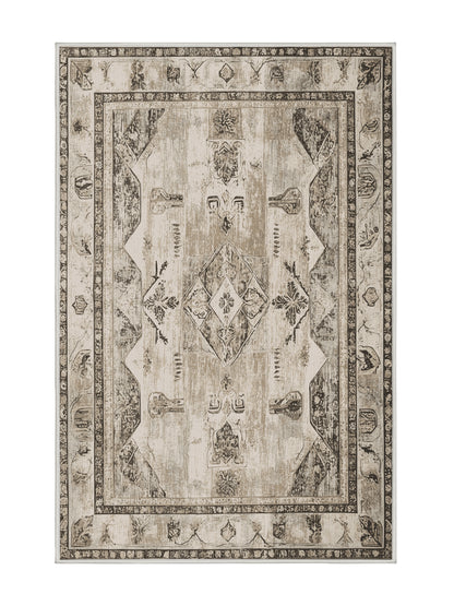 Heritage Mosaic Fabled Harmony - Premium Dark White Modern Area Rug | Plush & Washable Options | Rugolution Home Decor