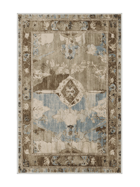 Heritage Mosaic Antiquity Grace - Premium Champagne Modern Area Rug | Plush & Washable Options | Rugolution Home Decor