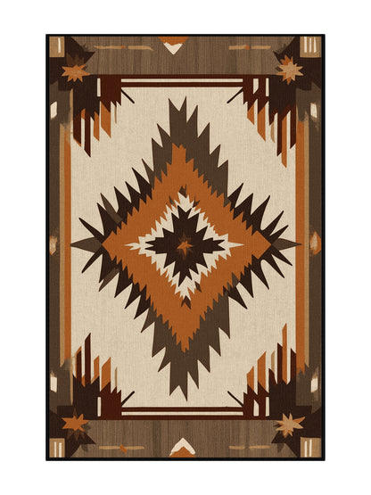 Heritage Southwest Desert Spirit - Premium Milk Chocolate Modern Area Rug | Plush & Washable Options | Rugolution Home Decor