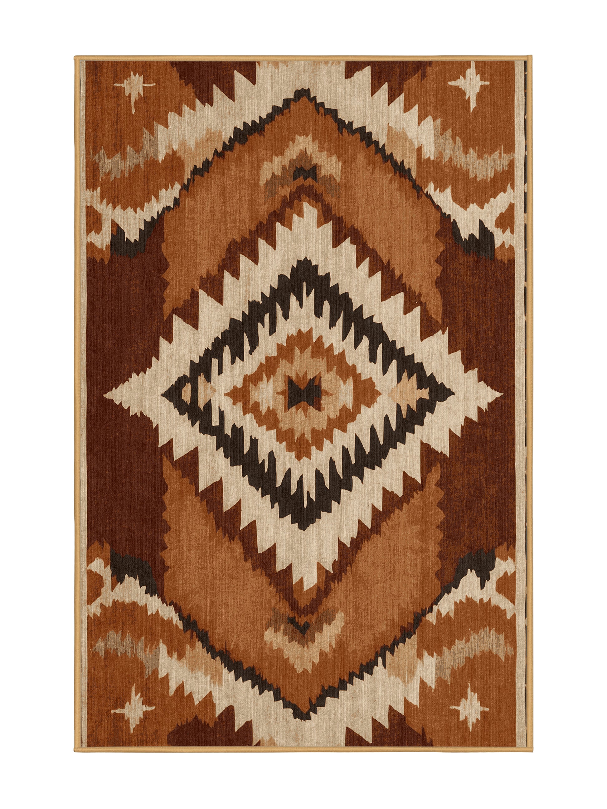 Heritage Southwest Pueblo Pathways - Premium Sienna (W3C) Modern Area Rug | Plush & Washable Options | Rugolution Home Decor