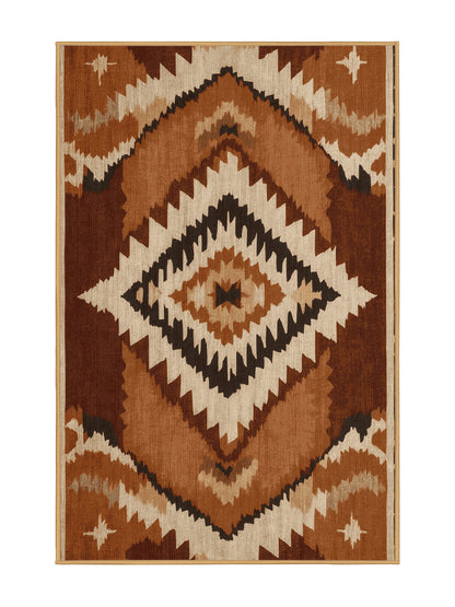 Heritage Southwest Pueblo Pathways - Premium Sienna (W3C) Modern Area Rug | Plush & Washable Options | Rugolution Home Decor