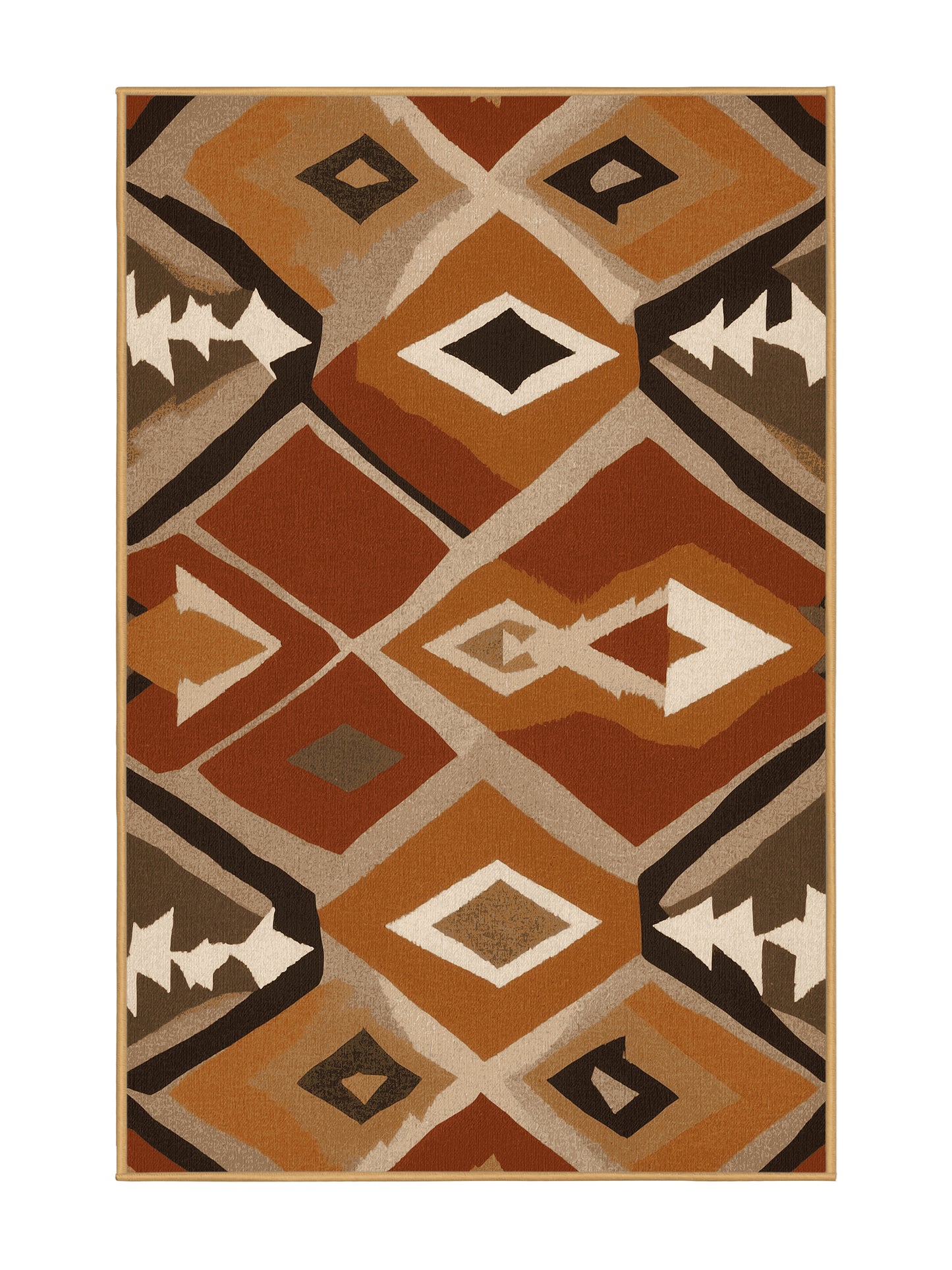 Heritage Southwest Tribal Flow - Premium Dark Gold Modern Area Rug | Plush & Washable Options | Rugolution Home Decor