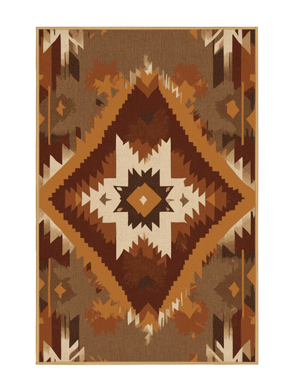 Heritage Southwest Saguaro Silhouette - Premium Dark Gold Modern Area Rug | Plush & Washable Options | Rugolution Home Decor