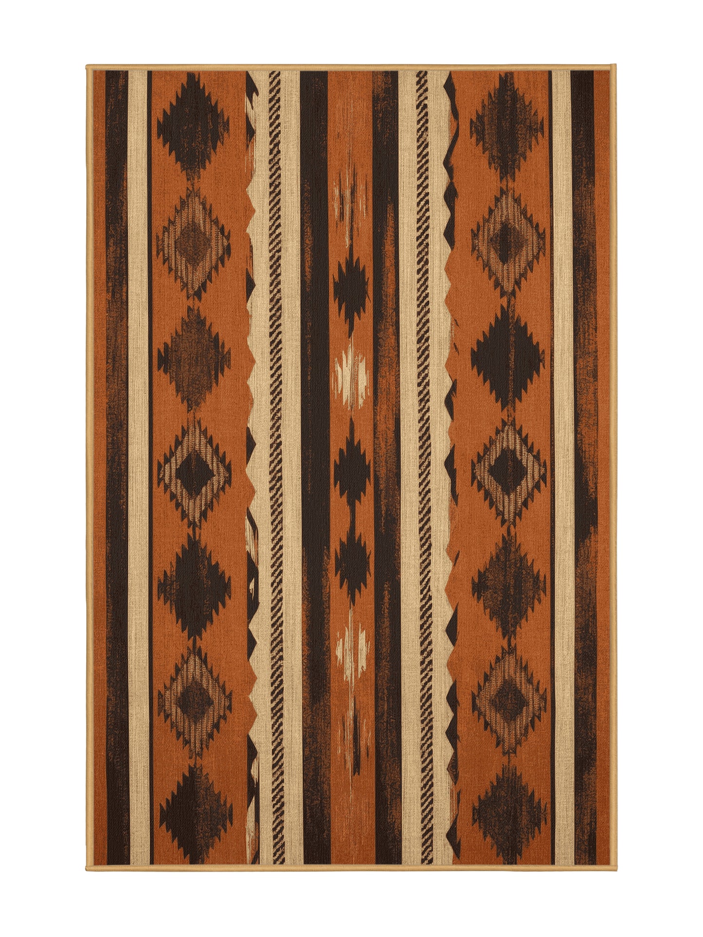 Heritage Southwest Earthbound Geometry - Premium Sienna (W3C) Modern Area Rug | Plush & Washable Options | Rugolution Home Decor