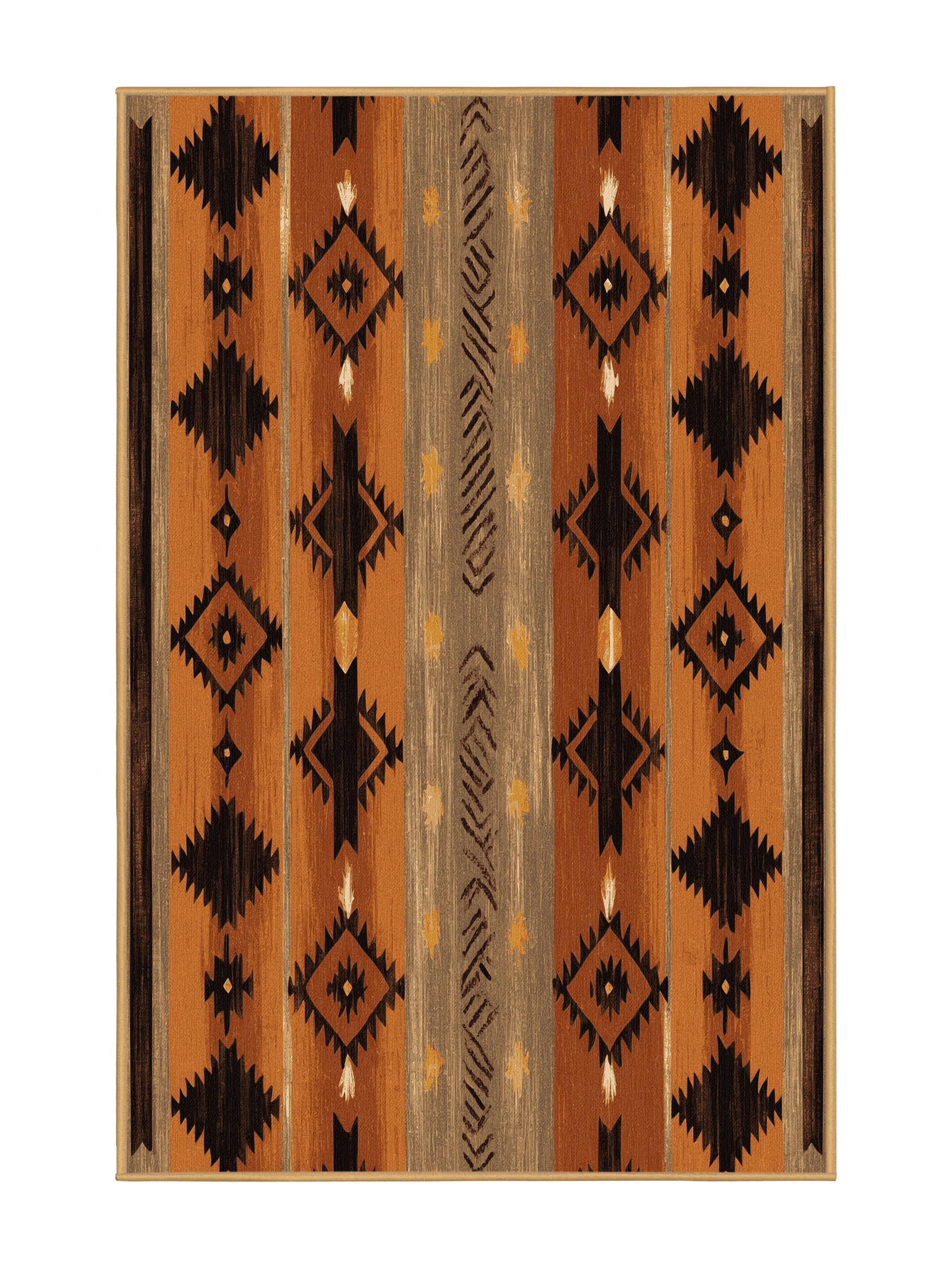 Heritage Southwest Terra Tapestry - Premium Dark Gold Modern Area Rug | Plush & Washable Options | Rugolution Home Decor