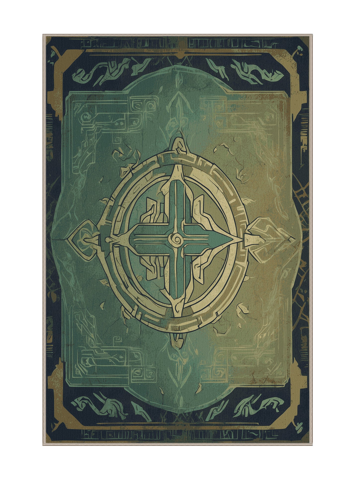 Heros Path Divine Compass - Premium Khaki Green Modern Area Rug | Plush & Washable Options | Rugolution Home Decor