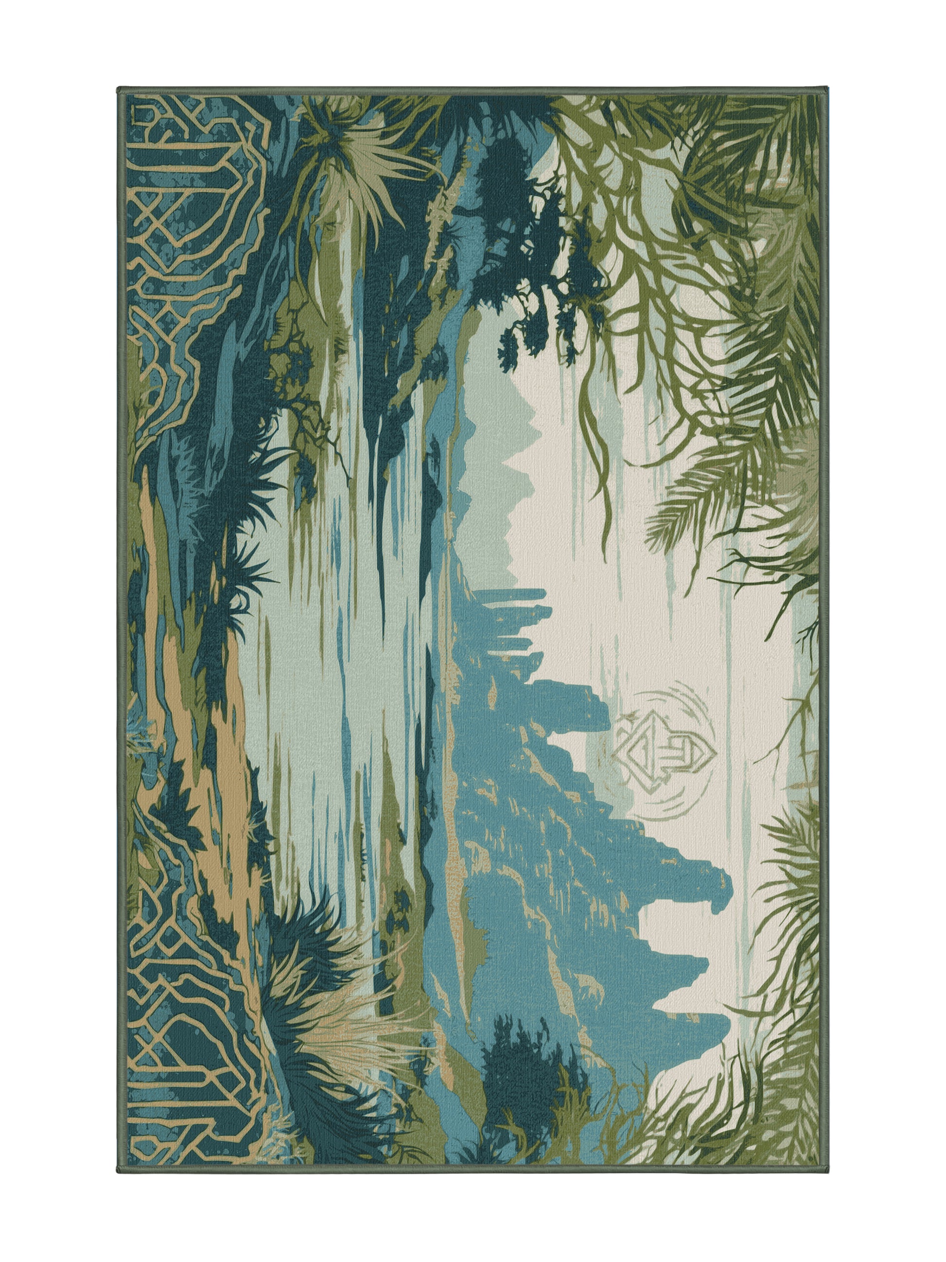 Heros Path Echoes of Hyrule - Premium Camouflage Green Modern Area Rug | Plush & Washable Options | Rugolution Home Decor