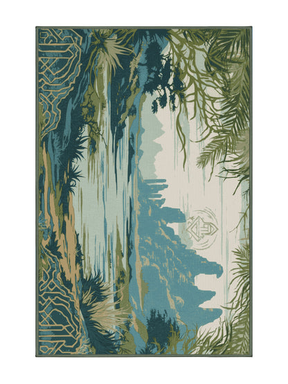 Heros Path Echoes of Hyrule - Premium Camouflage Green Modern Area Rug | Plush & Washable Options | Rugolution Home Decor