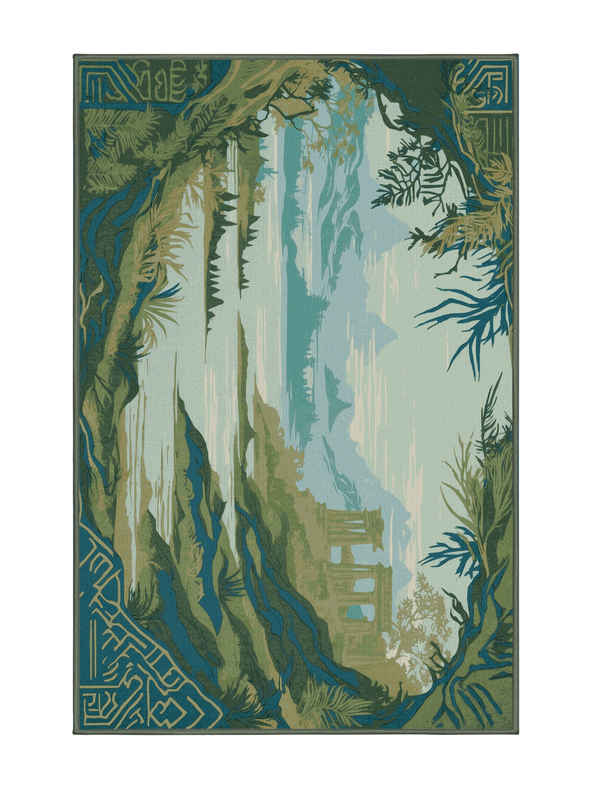 Heros Path Courage Insignia - Premium Camouflage Green Modern Area Rug | Plush & Washable Options | Rugolution Home Decor