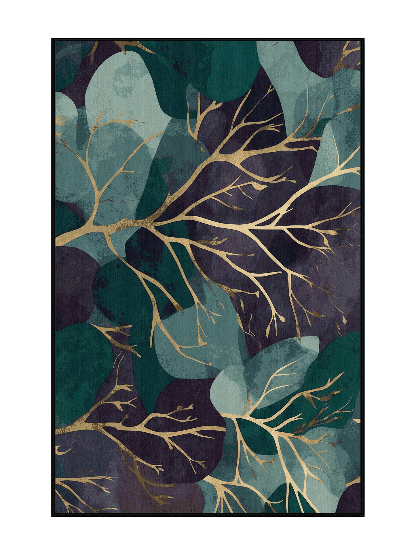 Mystic Flora Whispering Willows - Premium Charcoal Blue Modern Area Rug | Plush & Washable Options | Rugolution Home Decor