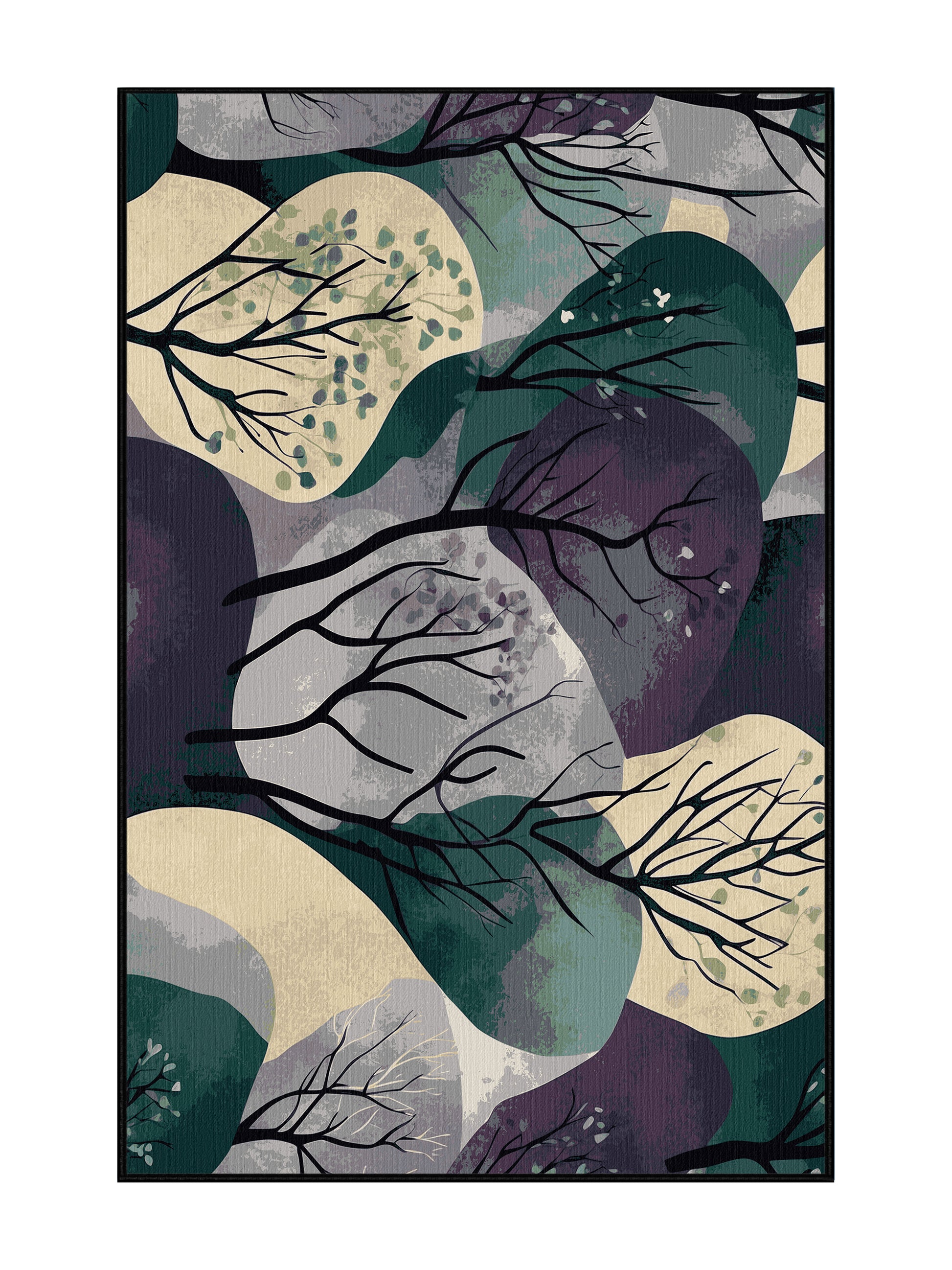 Mystic Flora Ethereal Roots - Premium Charcoal Blue Modern Area Rug | Plush & Washable Options | Rugolution Home Decor