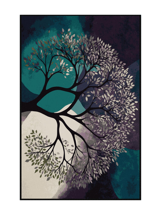 Mystic Flora Twilight Canopy - Premium Charcoal Blue Modern Area Rug | Plush & Washable Options | Rugolution Home Decor