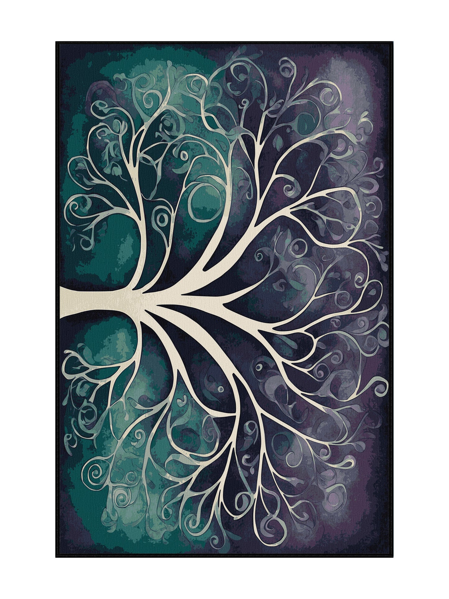 Mystic Flora Verdant Reverie - Premium Dark Slate Modern Area Rug | Plush & Washable Options | Rugolution Home Decor