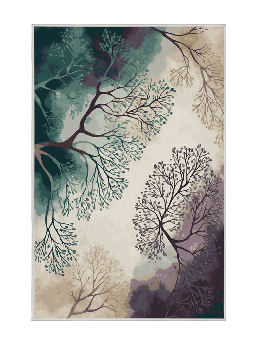 Mystic Flora Midnight Meadow - Premium Ash White Modern Area Rug | Plush & Washable Options | Rugolution Home Decor