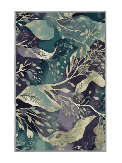 Mystic Flora Verdant Cosmos - Premium Grayish Turquoise Modern Area Rug | Plush & Washable Options | Rugolution Home Decor