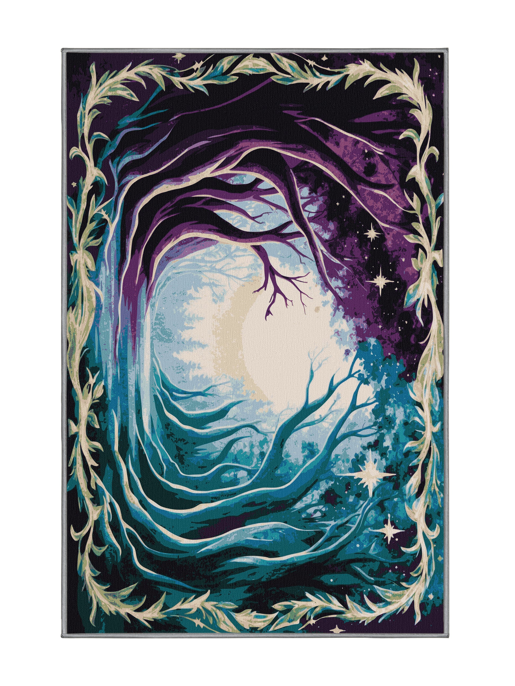 Mystic Grove Moonlit Forest - Premium Grape Modern Area Rug | Plush & Washable Options | Rugolution Home Decor