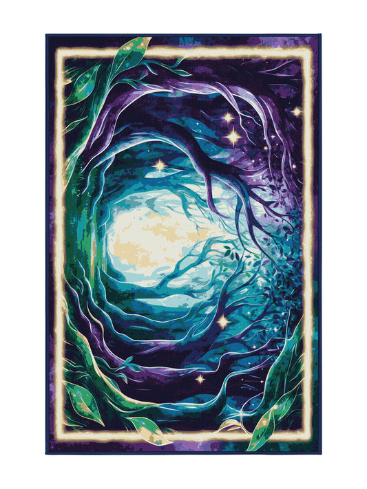 Mystic Grove Cosmic Sprouts - Premium Purple Navy Modern Area Rug | Plush & Washable Options | Rugolution Home Decor