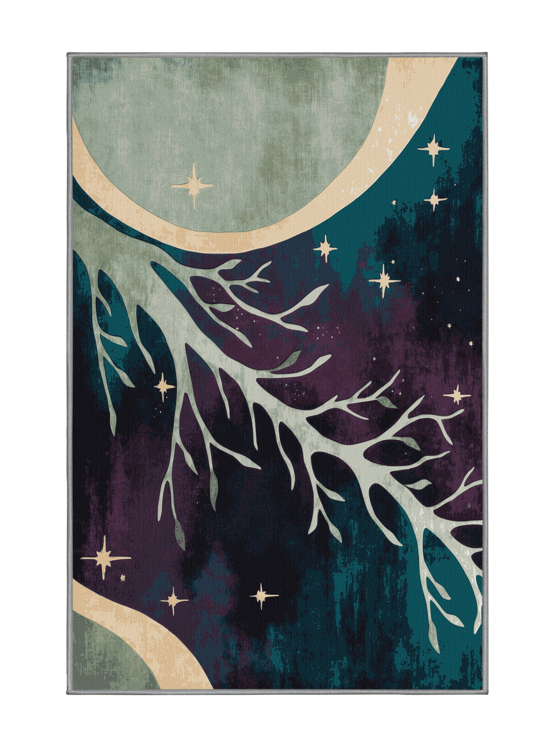 Mystic Grove Emerald Moonlight - Premium Grape Modern Area Rug | Plush & Washable Options | Rugolution Home Decor