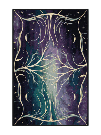 Mystic Grove Starlight Branch - Premium Dark Slate Modern Area Rug | Plush & Washable Options | Rugolution Home Decor