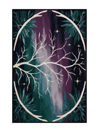 Mystic Grove Gilded Grove - Premium Charcoal Blue Modern Area Rug | Plush & Washable Options | Rugolution Home Decor