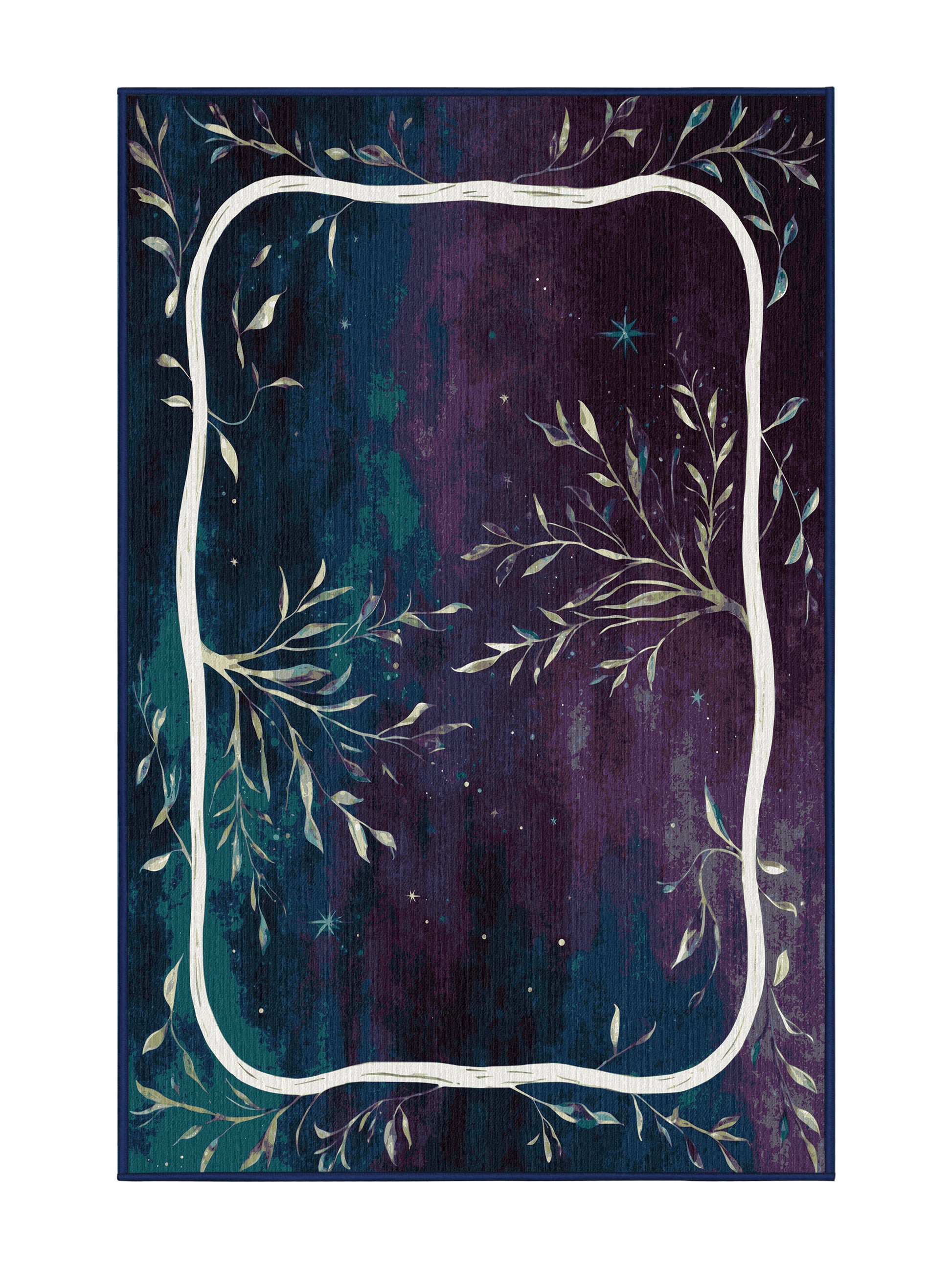 Mystic Grove Cosmic Bloom - Premium Purple Navy Modern Area Rug | Plush & Washable Options | Rugolution Home Decor