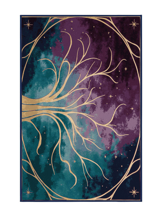 Mystic Grove Twilight Meadow - Premium Plum Purple Modern Area Rug | Plush & Washable Options | Rugolution Home Decor