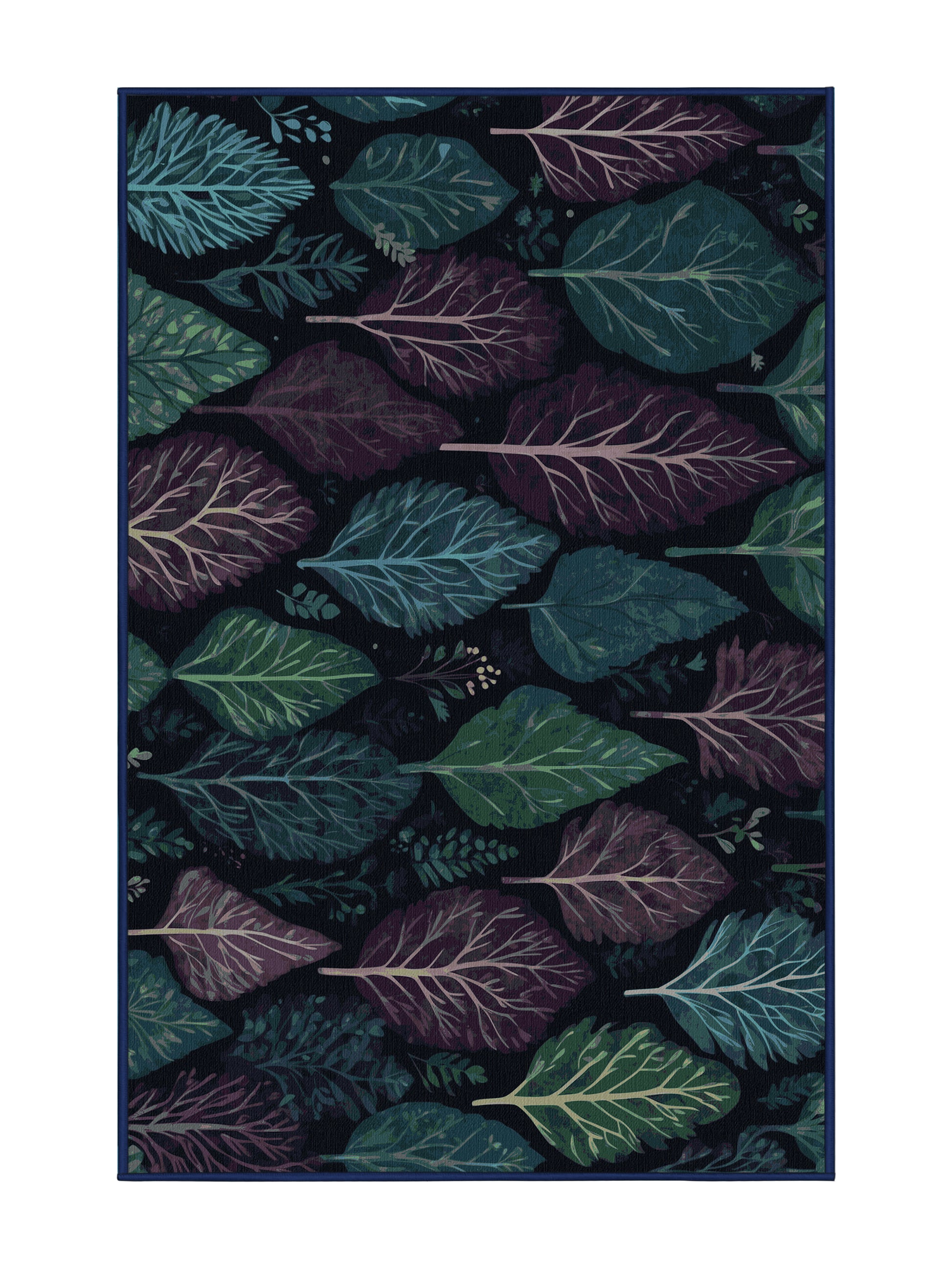 Mystic Grove Moonlit Sprigs - Premium Purple Navy Modern Area Rug | Plush & Washable Options | Rugolution Home Decor